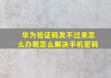 华为验证码发不过来怎么办呢怎么解决手机密码