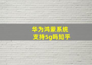 华为鸿蒙系统支持5g吗知乎