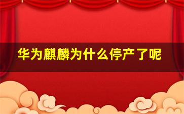 华为麒麟为什么停产了呢