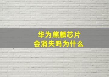 华为麒麟芯片会消失吗为什么