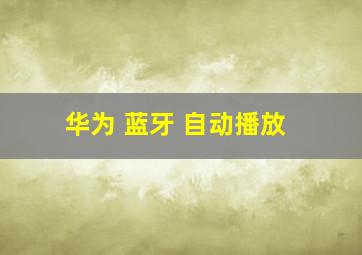 华为 蓝牙 自动播放