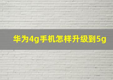 华为4g手机怎样升级到5g