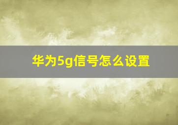 华为5g信号怎么设置