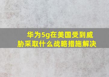 华为5g在美国受到威胁采取什么战略措施解决