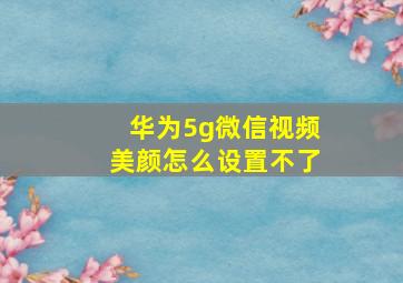 华为5g微信视频美颜怎么设置不了