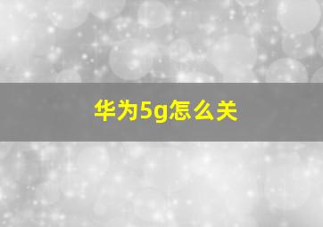 华为5g怎么关