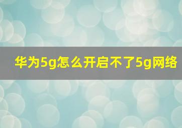 华为5g怎么开启不了5g网络