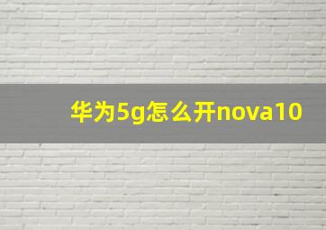 华为5g怎么开nova10