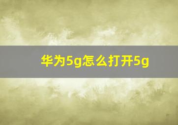 华为5g怎么打开5g