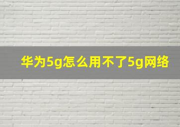 华为5g怎么用不了5g网络