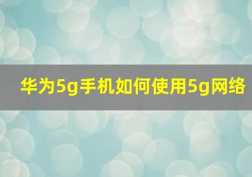 华为5g手机如何使用5g网络