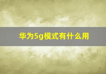 华为5g模式有什么用