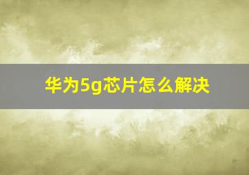 华为5g芯片怎么解决