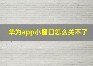 华为app小窗口怎么关不了