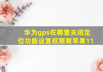 华为gps在哪里关闭定位功能设置权限呢苹果11