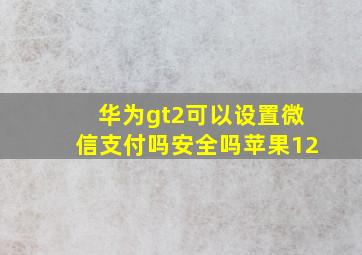 华为gt2可以设置微信支付吗安全吗苹果12