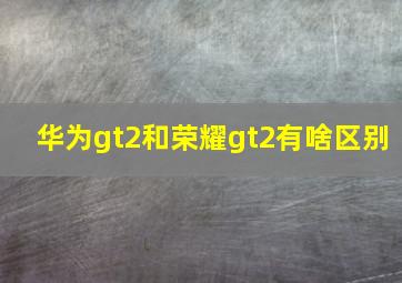 华为gt2和荣耀gt2有啥区别