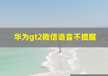 华为gt2微信语音不提醒