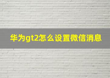 华为gt2怎么设置微信消息