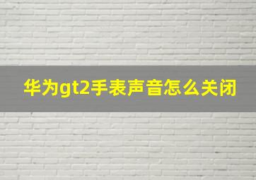 华为gt2手表声音怎么关闭