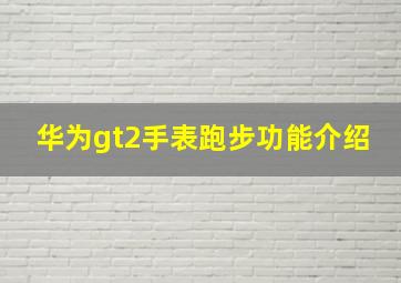 华为gt2手表跑步功能介绍