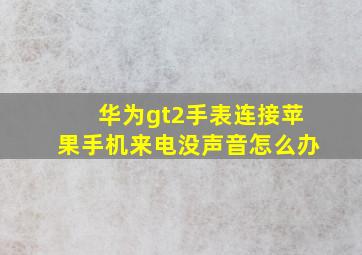 华为gt2手表连接苹果手机来电没声音怎么办