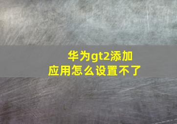 华为gt2添加应用怎么设置不了