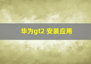 华为gt2 安装应用