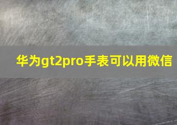 华为gt2pro手表可以用微信