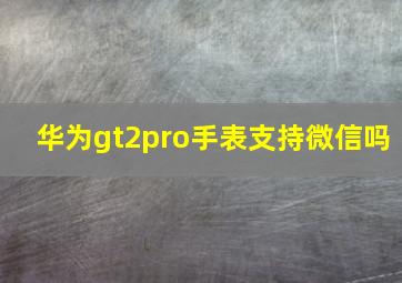 华为gt2pro手表支持微信吗