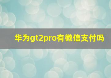 华为gt2pro有微信支付吗