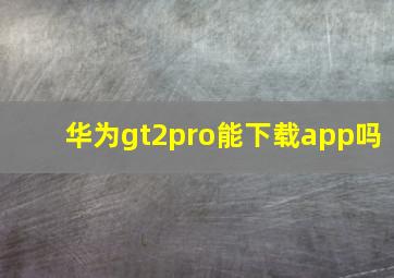 华为gt2pro能下载app吗