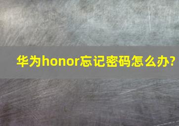 华为honor忘记密码怎么办?