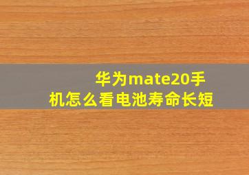 华为mate20手机怎么看电池寿命长短