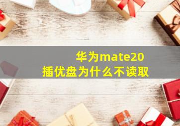 华为mate20插优盘为什么不读取