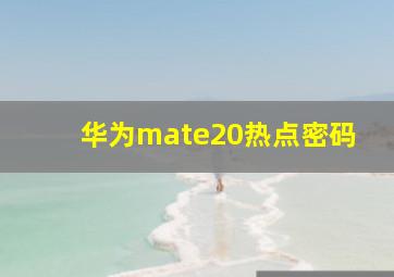 华为mate20热点密码