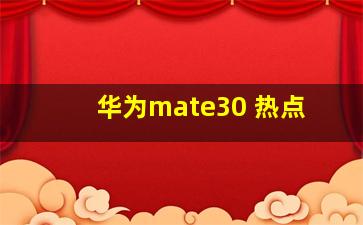 华为mate30 热点