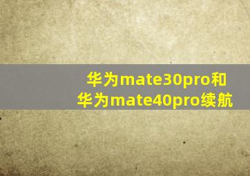 华为mate30pro和华为mate40pro续航