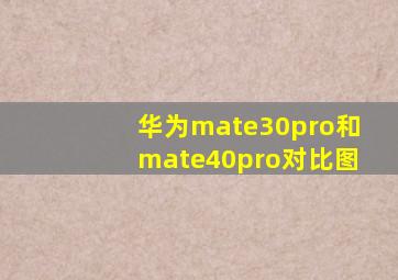 华为mate30pro和mate40pro对比图