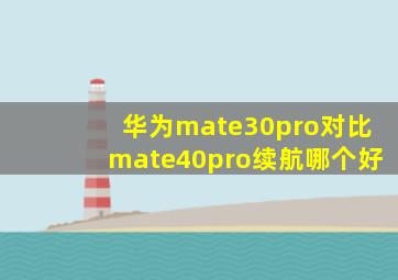 华为mate30pro对比mate40pro续航哪个好