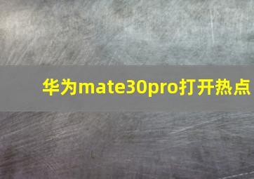 华为mate30pro打开热点