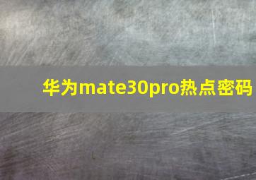 华为mate30pro热点密码