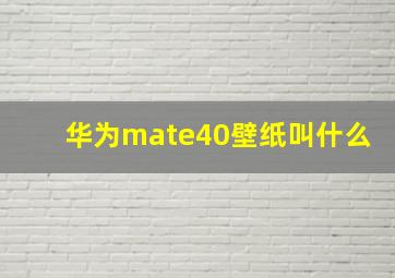 华为mate40壁纸叫什么