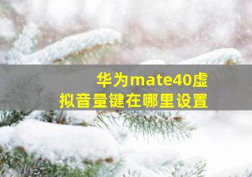 华为mate40虚拟音量键在哪里设置