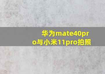 华为mate40pro与小米11pro拍照