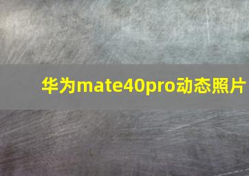 华为mate40pro动态照片