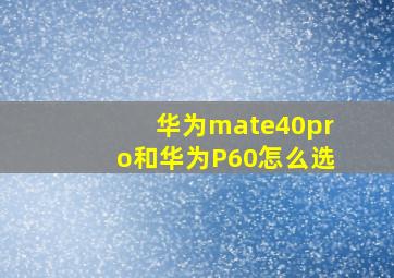 华为mate40pro和华为P60怎么选