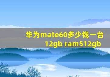 华为mate60多少钱一台12gb ram512gb