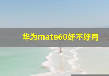 华为mate60好不好用