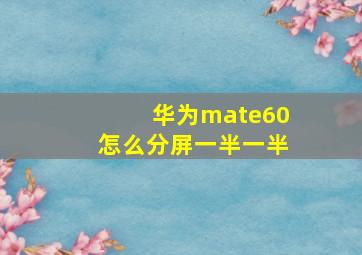 华为mate60怎么分屏一半一半